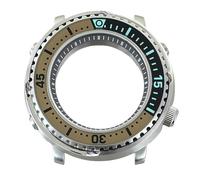 ROUHO 43,3mm Caréné Plongée Montre Modding Boîtier Adapté pour Mouvement NH34 NH35 NH36 NH38, Acier Inoxydable Armure Lumineux Insert Lunette Montre Modification Kit pour Seiko Prospex Tuna-G