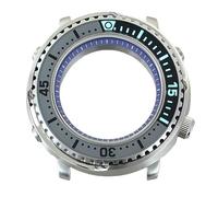 ROUHO 43,3mm Caréné Plongée Montre Modding Boîtier Adapté pour Mouvement NH34 NH35 NH36 NH38, Acier Inoxydable Armure Lumineux Insert Lunette Montre Modification Kit pour Seiko Prospex Tuna-D