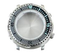 ROUHO 43,3mm Caréné Plongée Montre Modding Boîtier Adapté pour Mouvement NH34 NH35 NH36 NH38, Acier Inoxydable Armure Lumineux Insert Lunette Montre Modification Kit pour Seiko Prospex Tuna-K