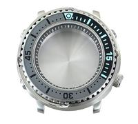 ROUHO 43,3mm Caréné Plongée Montre Modding Boîtier Adapté pour Mouvement NH34 NH35 NH36 NH38, Acier Inoxydable Armure Lumineux Insert Lunette Montre Modification Kit pour Seiko Prospex Tuna-L