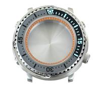 ROUHO 43,3mm Caréné Plongée Montre Modding Boîtier Adapté pour Mouvement NH34 NH35 NH36 NH38, Acier Inoxydable Armure Lumineux Insert Lunette Montre Modification Kit pour Seiko Prospex Tuna-O