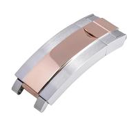 ROUHO 9x16mm Acier Inoxydable Réglage Précis Boucle Montre, Montre Bracelet Fermoir pour Rolex Submariner Yacht-Master Daytona-Argent Or Rose