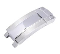 ROUHO Acier Inoxydable 316L Boucle Déployante Bracelet Montre Boucle Remplacement Serrure Glisse Montre pour Rolex Daytona GMT-Master II Yacht-Master-Argent Poli