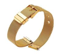 ROUHO Acier Inoxydable Boucle Ardillon Bracelet de Montre 0.6mm Épaisseur Maille Tissée Bracelet Montre Compatible avec Daniel Wellington-Or 10mm
