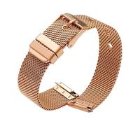 ROUHO Acier Inoxydable Boucle Ardillon Bracelet de Montre 0.6mm Épaisseur Maille Tissée Bracelet Montre Compatible avec Daniel Wellington-Or Rose 10mm