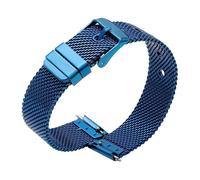 ROUHO Acier Inoxydable Boucle Ardillon Bracelet de Montre 0.6mm Épaisseur Maille Tissée Bracelet Montre Compatible avec Daniel Wellington-Bleu 18mm
