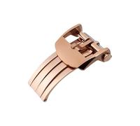 ROUHO Acier Inoxydable Boucle Déployante Montre Fermoir Remplacement Caoutchouc Cuir Bracelet Montre Rabattable Montre Boucle pour Breitling Superocean Avenger-Or Rose 18mm