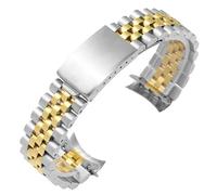 ROUHO Acier Inoxydable Chaîne de Montre avec Boucle Déployante Remplacement Bracelet de Montre pour Rolex Oyster Perpetual Datejust-Argent Or 20mm