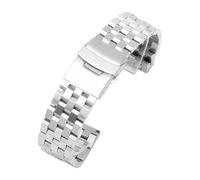ROUHO Acier Inoxydable Chaîne de Montre Bracelet Double Poussoir Boucle Pliante Remplacement Bracelet Montre Compatible avec Cartier Tank-Argent 26mm