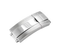 ROUHO Acier Inoxydable Massif Pliant Fermoir Déployant, Montre Bracelet Boucle pour Rolex Submariner Oysterflex Daytona GMT-Argent 9 x 16 x 18mm