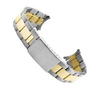 ROUHO Acier Inoxydable Remplacement Bracelet de Montre Fermoir Déployant Réglable Bracelet Montre pour Rolex Air-King Submariner Datejust Sea-Dweller-Argent Or 21mm
