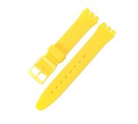ROUHO Bande de Montre de Rechange Flexible en Caoutchouc, Bracelet Étanche Sportif Réglable en Silicone pour Swatch-Jaune 17mm