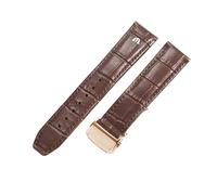 ROUHO Bande de Montre en Cuir avec Boucle Déployante, Bracelet de Remplacement Étanche pour Maurice Lacroix Pontos Eliros PT6148 PT6168 MP6347-Marron + Or Rose Boucle 22mm
