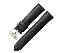 ROUHO Bande de Remplacement en Cuir Véritable, Bracelet en Cuir Libération Rapide avec Boucle Ardillon pour Fossil FS5061 FS5237 ME3052 3054-Noir + Argent Boucle