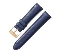 ROUHO Bande de Remplacement en Cuir Véritable, Bracelet en Cuir Libération Rapide avec Boucle Ardillon pour Fossil FS5061 FS5237 ME3052 3054-Bleu Clair + Or Rose Boucle