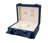 ROUHO Bleu Étui Montre en Bois Boîte Vitrine Montre Seule Crème Lined Intérieur Support Rangement Boîte Extérieure pour Omega De Ville