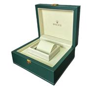 ROUHO Boîte à Montres Coffret Vert Olive Cuir PU Serrure Dorée Doublure Velours Crème Compartiment Unique Noyau Bois Massif Rangement pour Rolex Explorer II