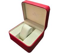 ROUHO Boîte à Montres en Cuir PU Rouge avec surpiqûres, Coffret de Rangement en Bois Massif avec Coussin en Velours pour Bijoux pour Omega Speedmaster Snoopy Limited Edition