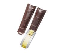 ROUHO Bout Incurvé Sangle Montre 20mm - Cuir Véritable - Boucle Déployante Remplacement Bracelet Montre pour Rolex GMT-Master II 116710LN 116710BLNR-Marron