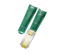 ROUHO Bout Incurvé Sangle Montre 20mm - Cuir Véritable - Boucle Déployante Remplacement Bracelet Montre pour Rolex GMT-Master II 116710LN 116710BLNR-Vert