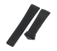 ROUHO Bout Incurvé Silicone Bracelet Montre Noir Caoutchouc Remplacement Sport Montre Sangle pour TAG Heuer Aquaracer 300-Noir + Boucle Noir 22mm