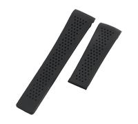 ROUHO Bout Incurvé Silicone Bracelet Montre Noir Caoutchouc Remplacement Sport Montre Sangle pour TAG Heuer Aquaracer 300-Noir 24mm