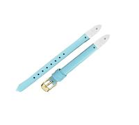 ROUHO Bracelet de Montre de Remplacement à Visser, Bande en Cuir Véritable Femme pour Fossil Virginia ES3861 ES3269 ES3284 ES3282 ES3405 ES3921-Bleu Clair + Or Boucle