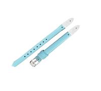 ROUHO Bracelet de Montre de Remplacement à Visser, Bande en Cuir Véritable Femme pour Fossil Virginia ES3861 ES3269 ES3284 ES3282 ES3405 ES3921-Bleu Clair + Argent Boucle