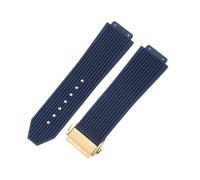 ROUHO Bracelet Montre 26mm Silicone Étanche Caoutchouc Fermoir Déployant Acier Inoxydable Souple Noir pour HUBLOT Big Bang A8