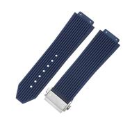 ROUHO Bracelet Montre 26mm Silicone Étanche Caoutchouc Fermoir Déployant Acier Inoxydable Souple Noir pour HUBLOT Big Bang A7
