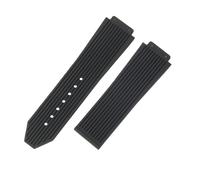 ROUHO Bracelet Montre 26mm Silicone Étanche Caoutchouc Fermoir Déployant Acier Inoxydable Souple Noir pour HUBLOT Big Bang A1