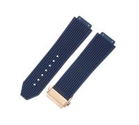 ROUHO Bracelet Montre 26mm Silicone Étanche Caoutchouc Fermoir Déployant Acier Inoxydable Souple Noir pour HUBLOT Big Bang A9
