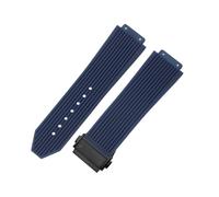 ROUHO Bracelet Montre 26mm Silicone Étanche Caoutchouc Fermoir Déployant Acier Inoxydable Souple Noir pour HUBLOT Big Bang A10