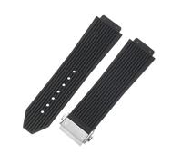 ROUHO Bracelet Montre 26mm Silicone Étanche Caoutchouc Fermoir Déployant Acier Inoxydable Souple Noir pour HUBLOT Big Bang A2