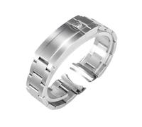 ROUHO Bracelet Montre Acier Inoxydable 20mm 21mm Bracelet Métal Rechange Extrémité Courbée Argent Or pour Rolex Cosmograph Daytona - Argent Mat 20mm