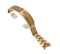 ROUHO Bracelet Montre Acier Inoxydable 20mm 21mm Bracelet Métal Rechange Extrémité Courbée Argent Or pour Rolex Cosmograph Daytona - Or Rose 20mm