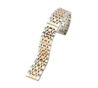 ROUHO Bracelet Montre Acier Inoxydable Bracelet Métal Rechange Poli Argent Or Maillons Brillant pour Armani Starry Sky - Argent et Or Rose 16mm