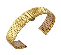 ROUHO Bracelet Montre Acier Inoxydable Bracelet Métal Rechange Slim Maillons 13mm 18mm Fermoir Papillon pour La Grande Classique de Longines - Doré 18mm