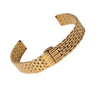 ROUHO Bracelet Montre Acier Inoxydable Bracelet Métal Rechange Slim Maillons Poli Argent Or pour La Grande Classique de Longines - Doré 18mm