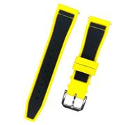 ROUHO Bracelet Montre Caoutchouc Étanche, Sophistiqué Silicone Souple Remplacement pour IWC Mark XVIII Le Petit Prince-Jaune + Argent Boucle 22mm