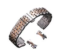 ROUHO Bracelet Montre Métal Acier Inoxydable Bracelet Rechange Maillons 15mm 16mm Extrémité Courbée Droite - Argent et Or Rose 16mm