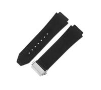 ROUHO Bracelet Montre Silicone 26mm Texture Cuir Caoutchouc Fermoir Déployant Acier Inoxydable Doux pour Hublot Big Bang Collection A2