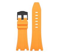 ROUHO Bracelet Montre Silicone Souple 27mm, Remplacement Étanche Caoutchouc pour Audemars Piguet Royal Oak 15500/15510 26331-Orange + Noir Boucle