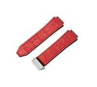 ROUHO Bracelet Silicone 26mm Relief Alligator 19mm Effet Cuir Caoutchouc Fermoir Acier Inoxydable Doux pour Hublot Big Bang Collection E2