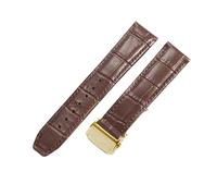 ROUHO Classique Cuir Véritable Sangle Montre Confortable & Durable Remplacement Bracelet Montre pour Maurice Lacroix Pontos PT615 Classiques LC6017-Marron + Or Boucle 22mm