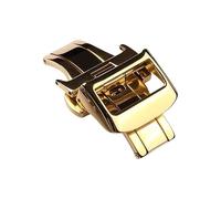 ROUHO Cuir Bracelet Montre Boucle Acier Inoxydable Fermoir Déployant Montre Pliant Fermoir pour Jaeger-LeCoultre-Or 12mm