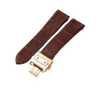 ROUHO Cuir Véritable Bracelet de Montre Réglable Imperméable Remplacement Montre Accessoires pour Cartier Santos 100-Marron avec Or Rose Boucle 20mm