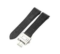 ROUHO Cuir Véritable Bracelet de Montre Réglable Imperméable Remplacement Montre Accessoires pour Cartier Santos 100-Noir avec Argent Boucle 20mm