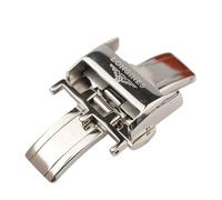 ROUHO Double Bouton Poussoir Montre Boucle Bracelet Montre Pliant Boucle pour Longines Master Conquest Elegant L2 L4-Argent 18mm