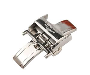 ROUHO Double Bouton Poussoir Montre Boucle Bracelet Montre Pliant Boucle pour Longines Master Conquest Elegant L2 L4-Argent 12mm